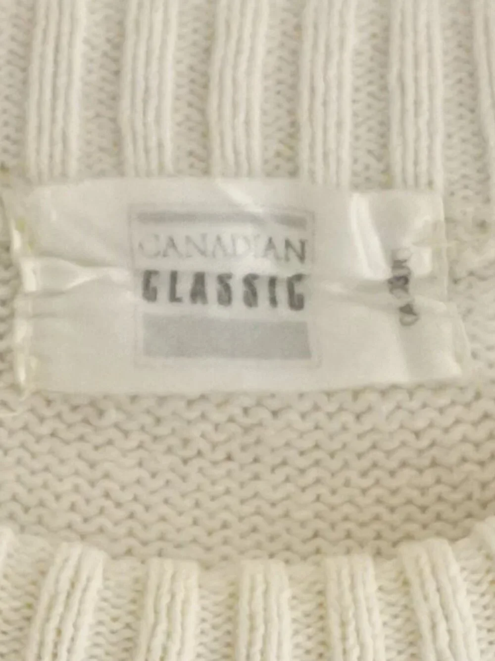 Vintage Classics Cream Solid Knit Minimal Ribbed Hem Crew Neck Sweater Cotton M - Picture 8 of 10